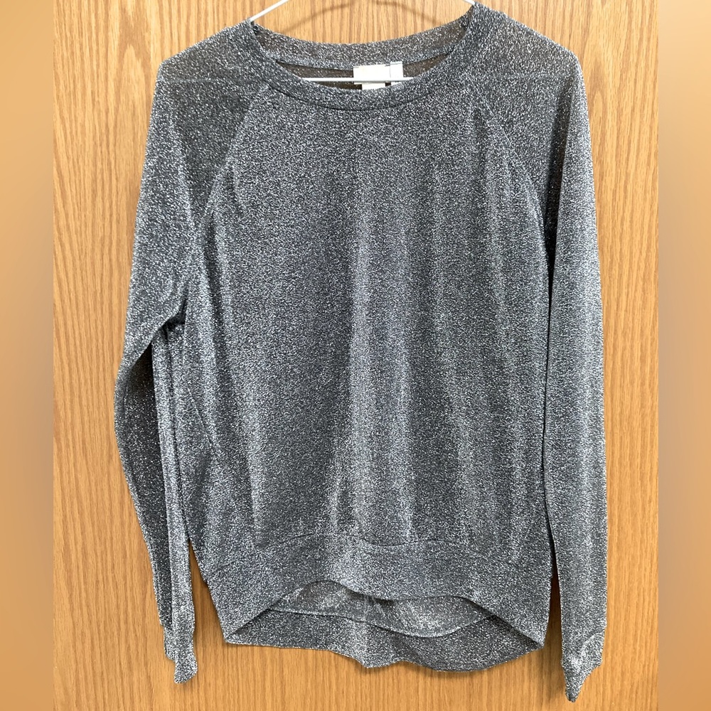 Silver, sparkly, semi-sheer shirt